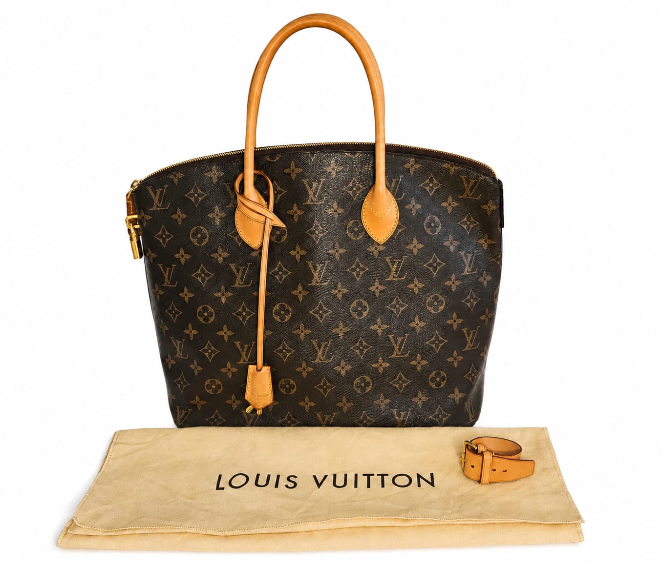 Louis Vuitton Lockit in Monogram Coated Canvas, Natural Vachetta Leather, Gold-Tone Hardware
